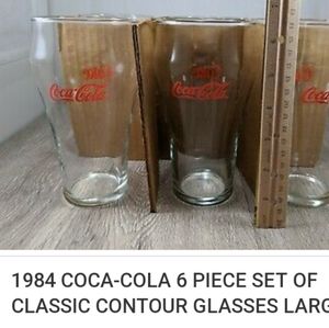 🆕 6 Vintage 1984 Coke glasses,20oz, 🇺🇸USA Made